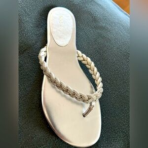 NWBOX Nine West rhinestone braided flat thong